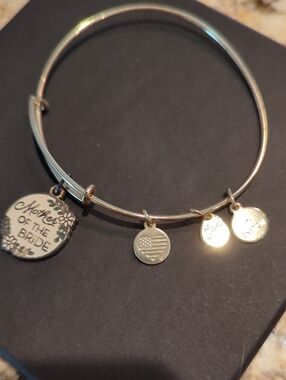 Mother of the Bride Gold Charm Bangle Bracelet